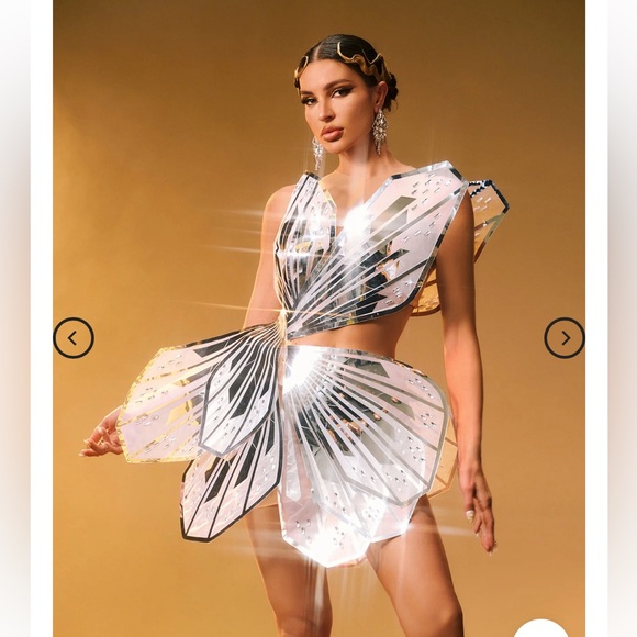 Sheer Nude and Silver Mirrored Cocktail Dress prom dress - Picture 17 of 17